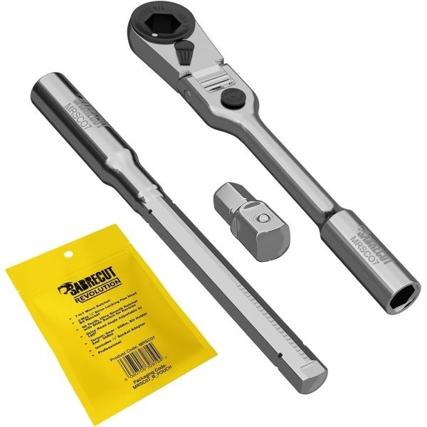 1개 SabreCut MRSC07 7-in-1 플렉스 헤드 6.3mm 1/4" HEX 자기식 미니 마이크로 라쳇 및 연장 바, 스퀘어 드라이브 소켓