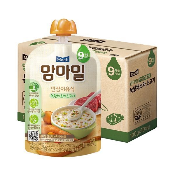 매일 [하프클럽]매일 맘마밀 이유식 녹황채소와소고기 100g 10팩 (9개월)