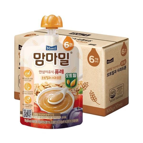매일 [하프클럽]매일 맘마밀 이유식 퓨레 오트밀과사과프룬 100g 10팩 (6개월)