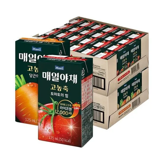 [하프클럽]고농축 매일야채주스 2종 125ml 48팩 골라담기 (토마토의힘/당근의힘)