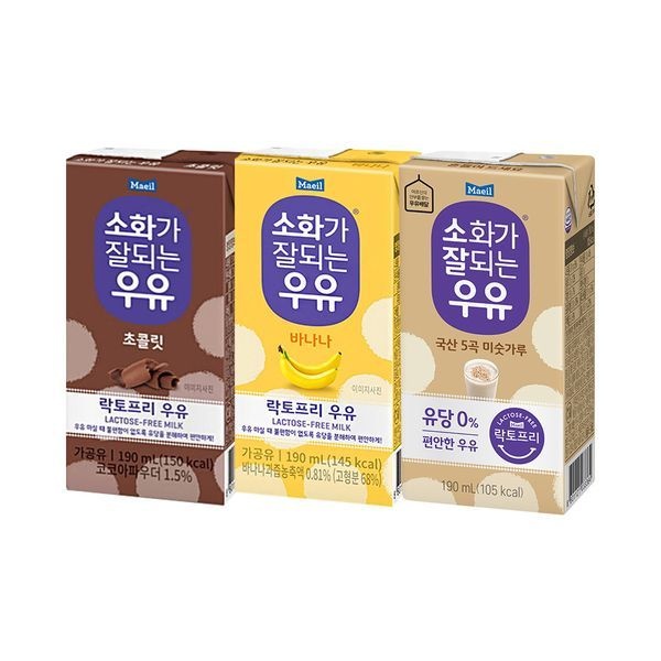 매일 [하프클럽]소화가 잘되는 우유 3종 190ml 48팩 골라담기 (미숫가루/바나나/초코)