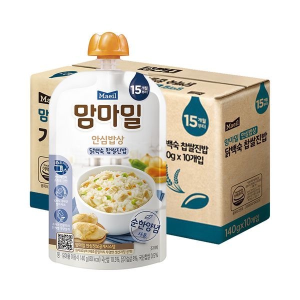 매일 [하프클럽]매일 맘마밀 안심밥상 닭백숙찹쌀 140g 10팩 (15개월)