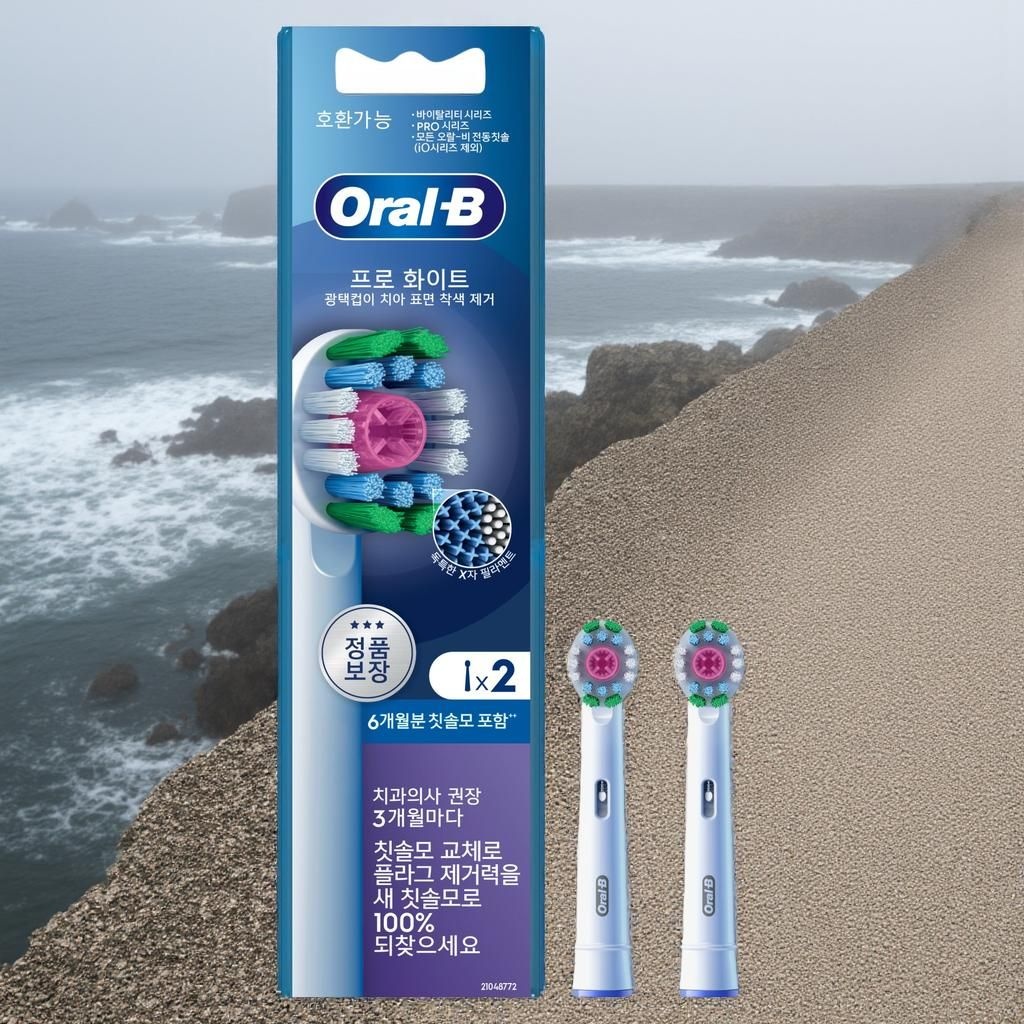 오랄비 오랄비전동칫솔 정품 프로 엑스퍼트 프로 화이트 전동칫솔 리필모 EB18pRX 2개