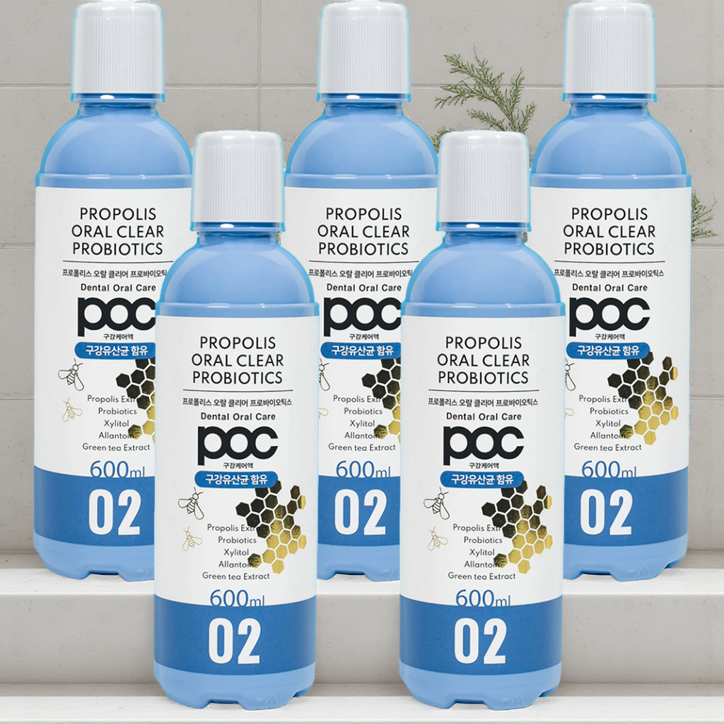 [오늘출발] POC Pro 오랄클리어 프로폴리스 프로바이오틱스 찌꺼기 천연성분 가글 5개 600ml