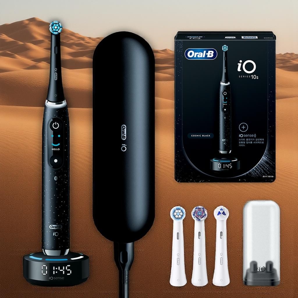 오랄비 오랄비칫솔 오랄비전동칫솔모 전동칫솔 핸들+리필모 세트 iO10 코스믹블랙 1개