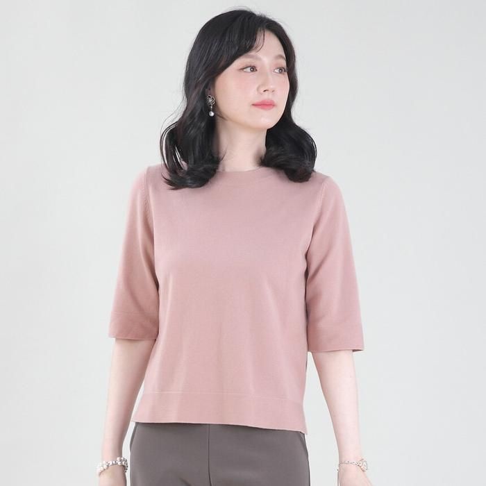 [애비뉴투지]부드러운 울 칠부 봄 가을 니트 블라우스 B09436