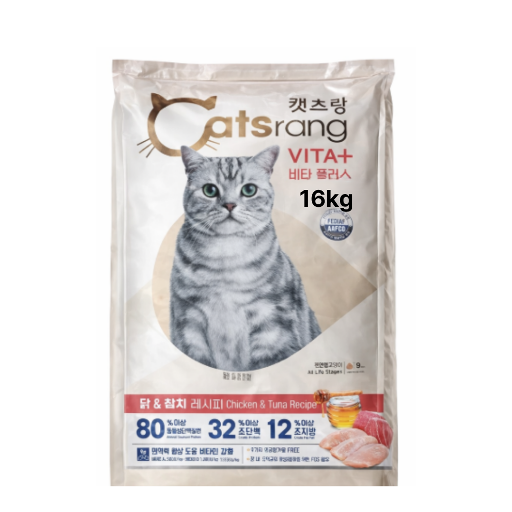 캐츠랑 고양이 사료  전연령 길고양이 길냥이 사료 대용량  점보 비타플러스 16kg