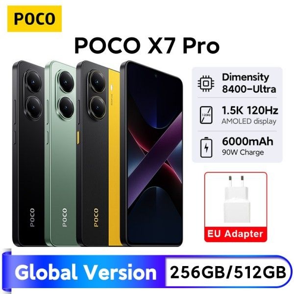 포코 X7 프로 5G 글로벌 버전 휴대폰, 6000mAh 90W