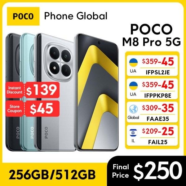 글로벌 버전 포코 M8 프로 5G 스마트폰 256GB 512GB NFC