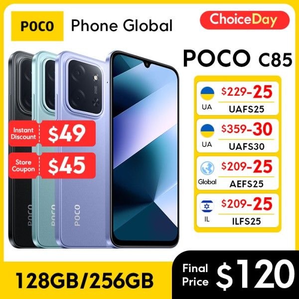 새로운 포코 C85 글로벌 버전 스마트폰 128GB 256GB 미디어텍