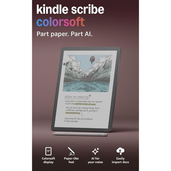 Amazon Kindle [해외] 아마존 킨들 스크라이브 컬러소프트 64GB 최신 모델 — 11인치 종이 질감의 컬러 디스플레이 전면 조명 얇고 가벼