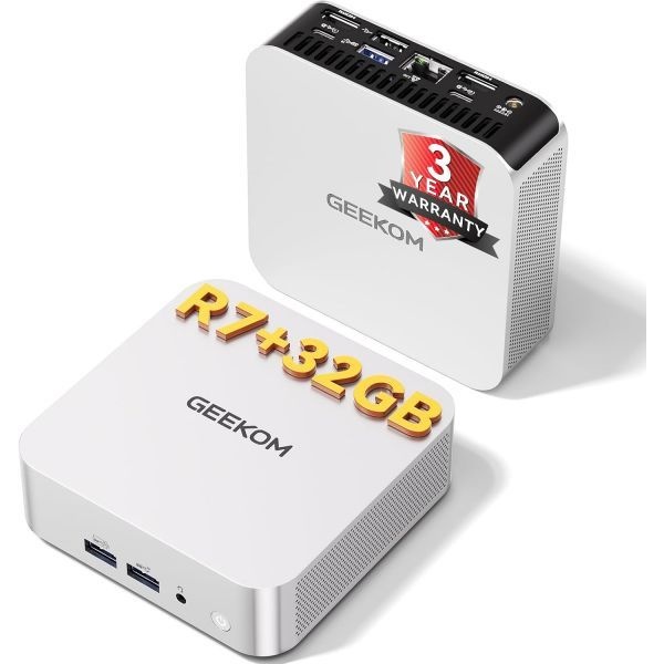 GEEKOM [해외] GEEKOM 2026 에디션 미니 PC AI A7 MAX AMD Ryzen 9 7940HS 16GB DDR5 LPDDR 아님 1TB SSD 확장 가능 탑재 크리에이션용 데스크탑 컴