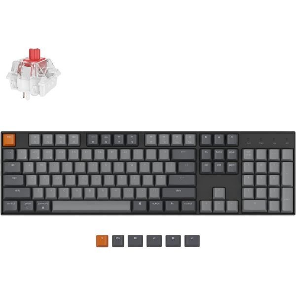 Keychron [해외] Keychron 키크론 K10 풀사이즈 104키 블루투스 무선 기계식 게이밍 키보드 Mac Windows 호환 슈퍼 Red 스위치 멀티태스킹