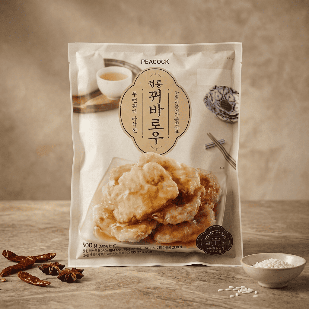 피코크 정통 꿔바로우 500g 4팩 찹쌀 탕수육 냉동 간편식