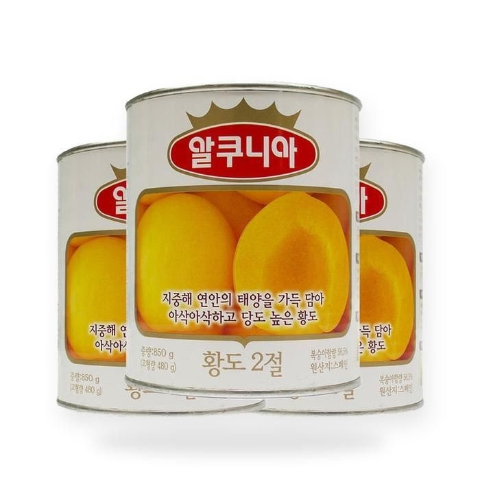 농심 알쿠니아 황도2절 850g 3개-과일캔 복숭아 과일통조림(SH)