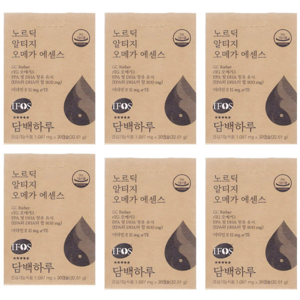 담백하루 노르딕 알티지 오메가3 에센스 1090mg x 30캡슐 6박스