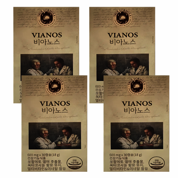 트루포뮬러 비아노스 600mg X 30캡슐 4박스 전립선 건강 영양제 도움 효능 쏘팔메토 옥타코사놀 비아녹스