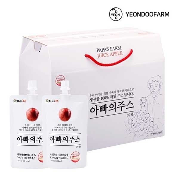 연두팜 [하프클럽]아빠의주스 사과즙 40개입 1박스 100ml
