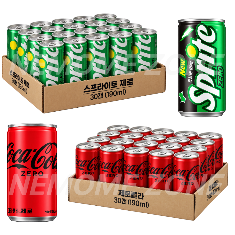 코카콜라 제로+스프라이트 제로 190ml 60캔 (각30캔)