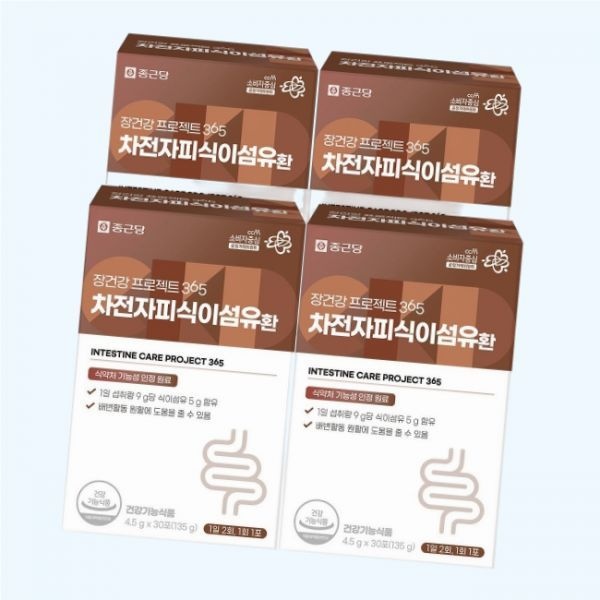 종근당 장건강 프로젝트 365 차전자피 식이섬유환 4.5g 30포 4개 5114554