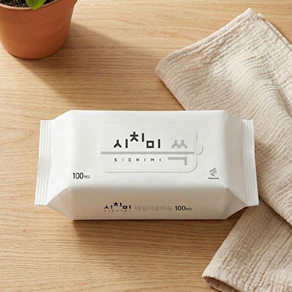 [시치미쓱]아기물티슈 50gsm 화이트 리필형 100매 x 10팩