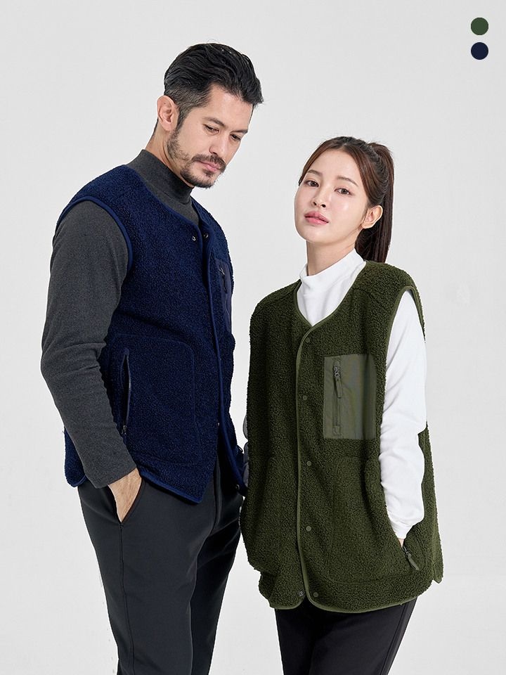 마운틴 벨리 [패션플러스][마운틴벨리][소량] 남여공용 부클 플리스본딩 안감 부들 양털 조끼