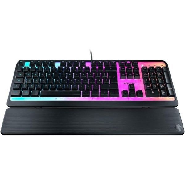 ROCCAT [해외] ROCCAT Magma Silent Membrane Switch PC 게이밍 키보드 5존/10개 LED AIMO RGB 상판 및 분리형 팜레스트 포함 - 블랙 219620