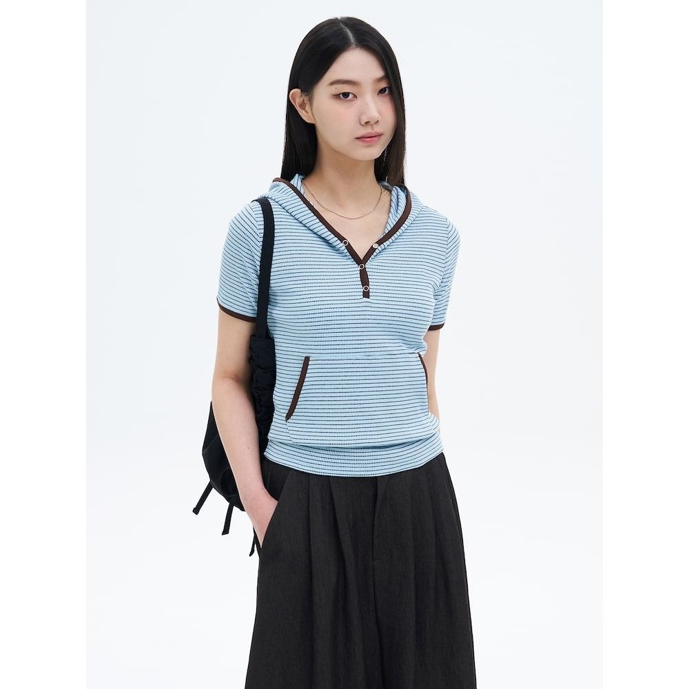에잇세컨즈 스트라이프 후디탑 스카이 블루 면티 반소매티셔츠 125342MQ5Q G16DR58K