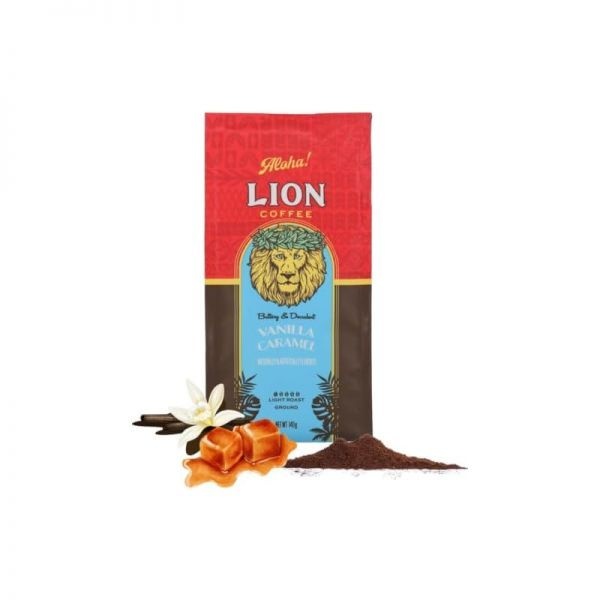 Lion [해외] 라이온 커피, 바닐라 카라멜, 분쇄, 140g (4.9oz), 향이 첨가된 커피, 드립용, 하와이 스타일, 중간 분쇄, 라이트 로스