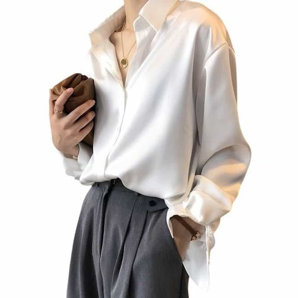 여성 실키 블라우스 출근블라우스 화이트셔츠블라우스