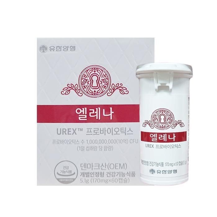 [유한양행] 엘레나 UREX 프로바이오틱스 170mg x 60캡슐 1박스 FWS