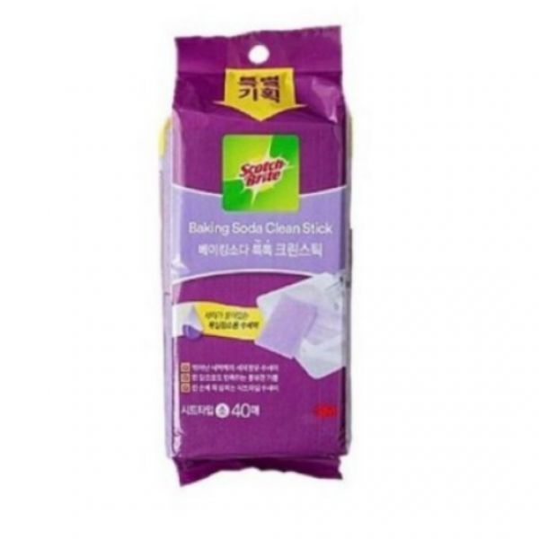 3M 스카치브라이트 욕실청소용 베이킹소다 크린스틱 시트타입 소형 80매(40매x2개)