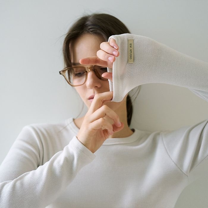 라벨 골지 티셔츠
