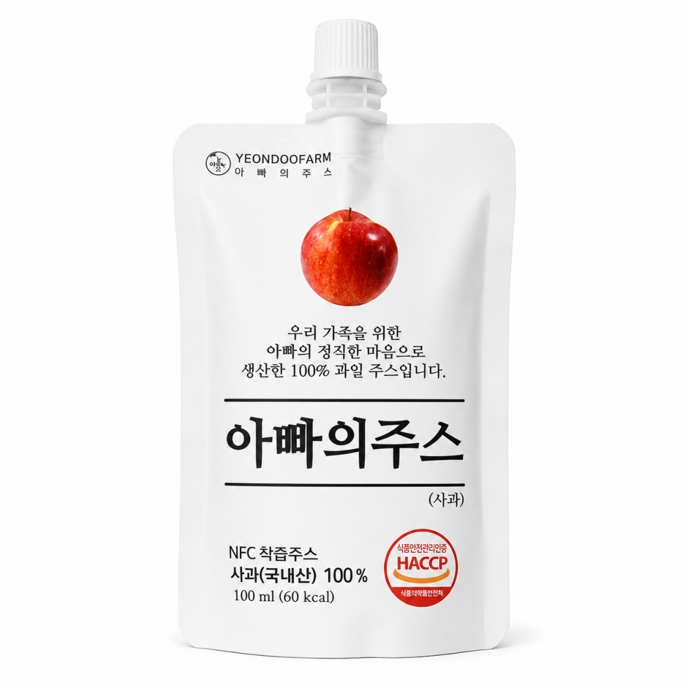 연두팜 아빠의주스 사과즙 100ml 40개 1박스