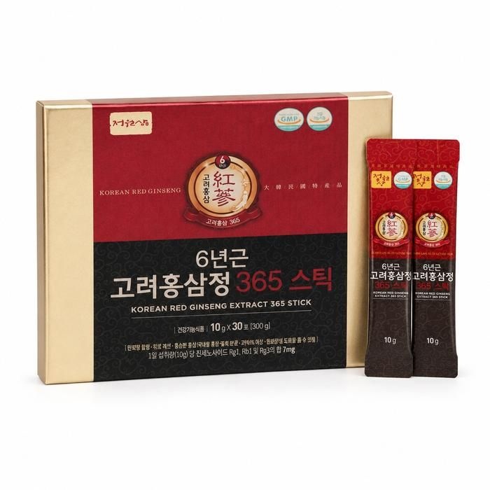 정원삼 6년근 고려홍삼정 365 스틱 선물세트 + 쇼핑백 300g 1개