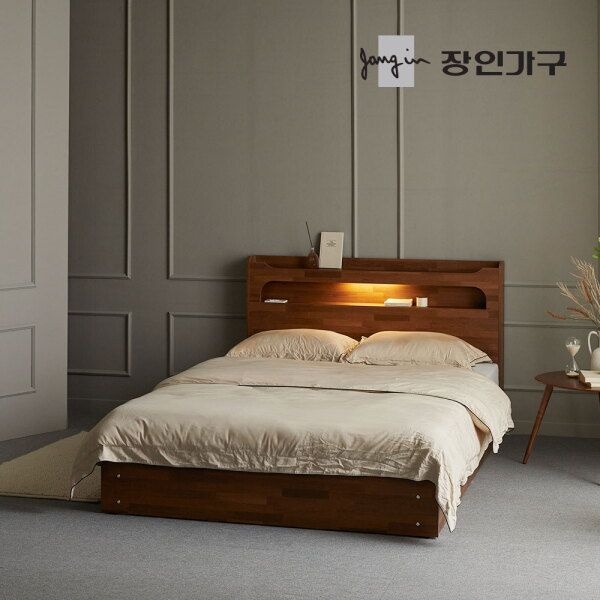 [장인가구] (무료배송) 메이비 LED 직선헤드 수납 침대프레임 퀸 Q (높이230)