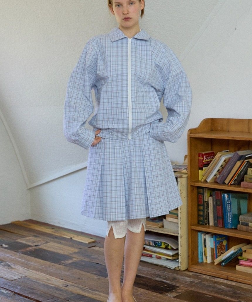 위오이 위오이 Berry Mix Check Windbreaker_Blue m1037_1677316