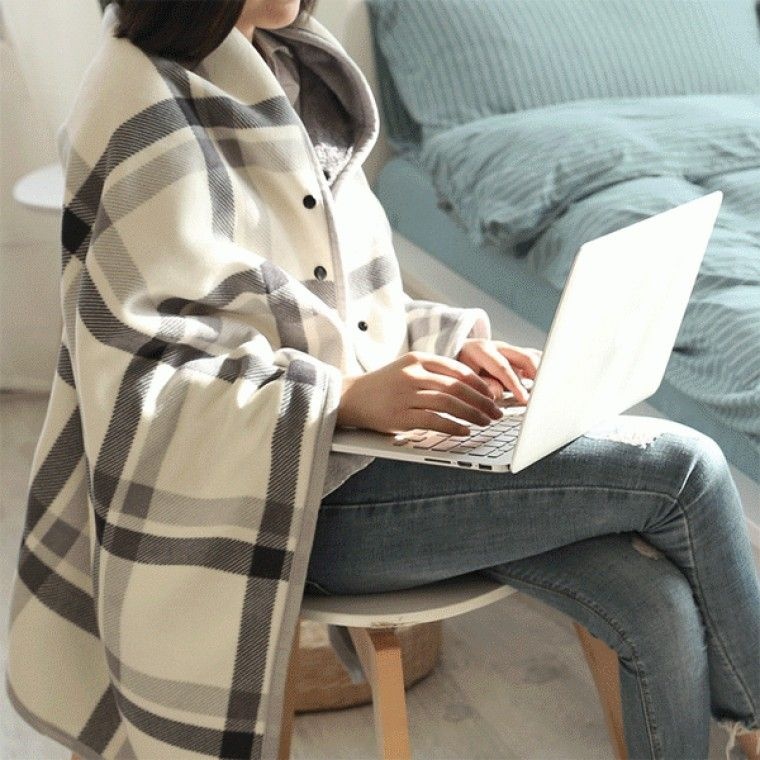 ablecompany협력사 담요 두겁고 포근한 숄 망토담요 똑딱이 극세사 밍크 무릎 핫팩학생학원회사캠핑담요