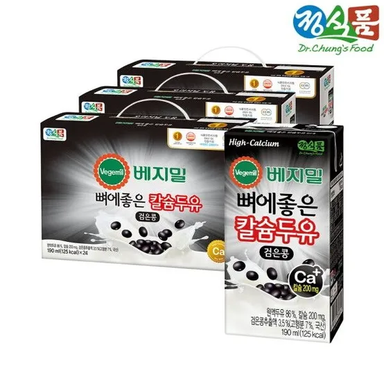 [베지밀] [정식품o] 뼈에좋은 칼슘 두유 검은콩 190ml x 72팩