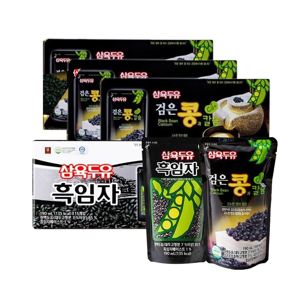 삼육두유 블랙푸드 세트 총 80팩 (검은콩과칼슘 두유60팩+흑임자20팩)