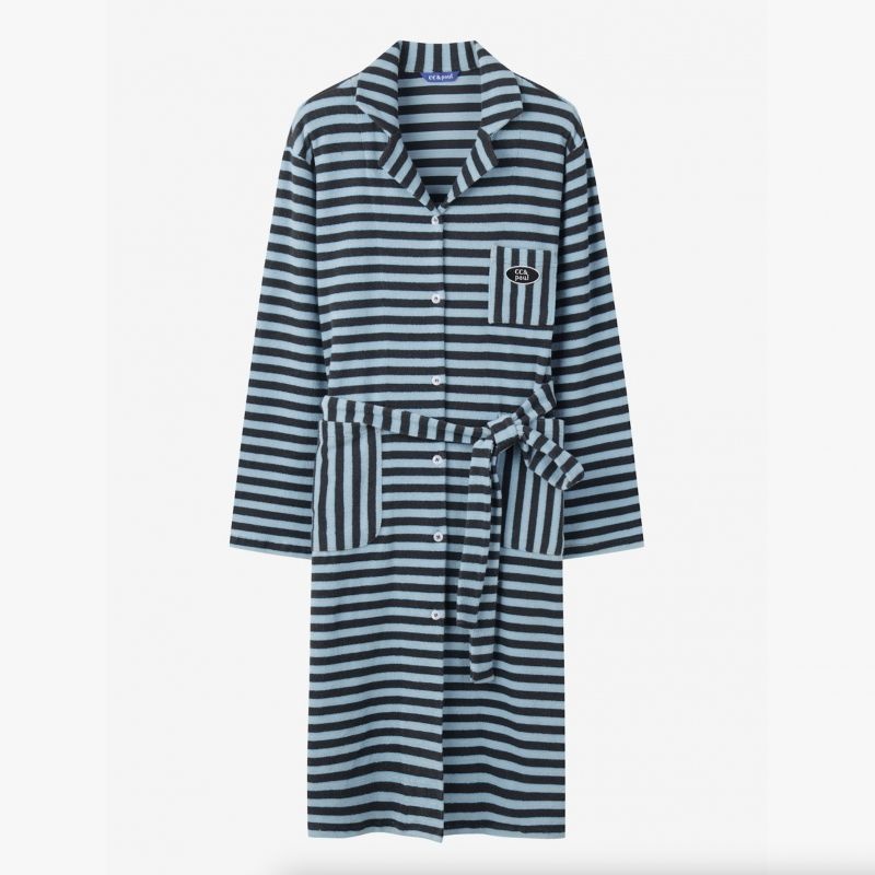 스트라이프 벨티드 로브 가운 C254PHP205