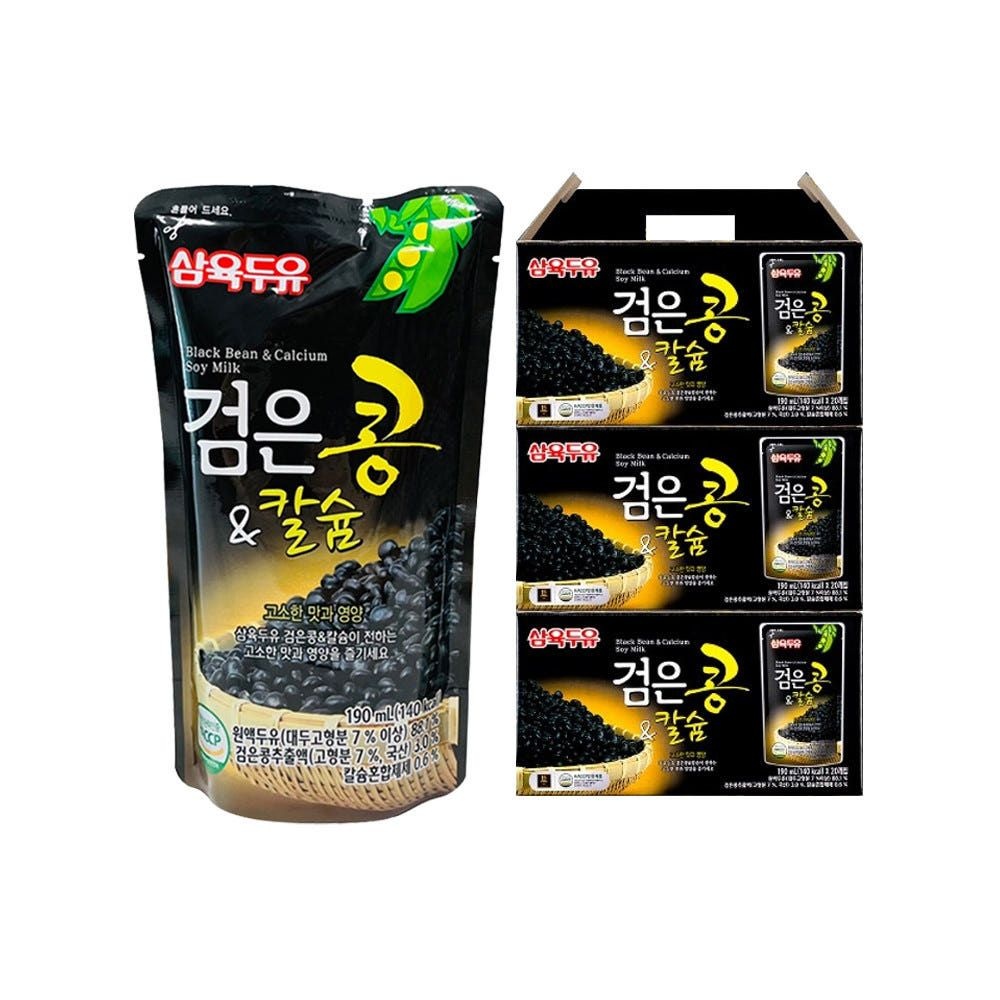 삼육두유 삼육식품 삼육두유 검은콩칼슘 두유 190ml 60개 80개 파우치두유 고단백 식사대용