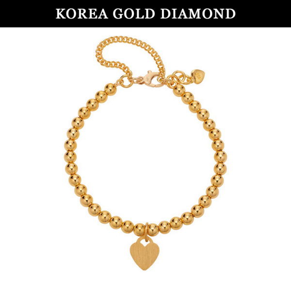 [한국금다이아몬드거래소] [한국금다이아몬드] 순금 팔찌 24K 여자 금팔찌 원줄 하트참 18.75g