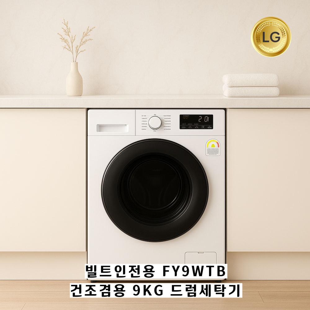 LG전자 LG전자 9kg 빌트인 건조 겸용 드럼 세탁기 FR9WPB (후속모델 FY9WTB) 상판없음
