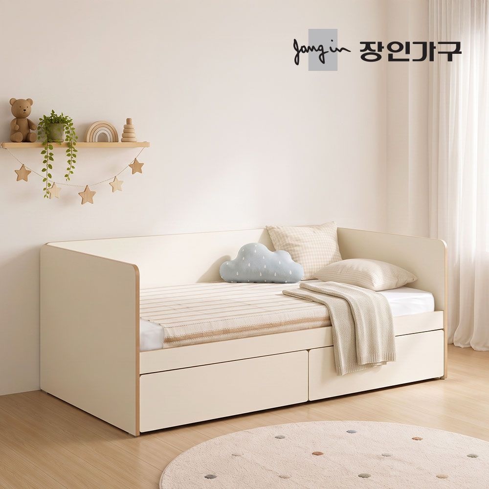 장인가구 로빈 어린이 데이베드 서랍형 수납침대 프레임SS+7존포켓