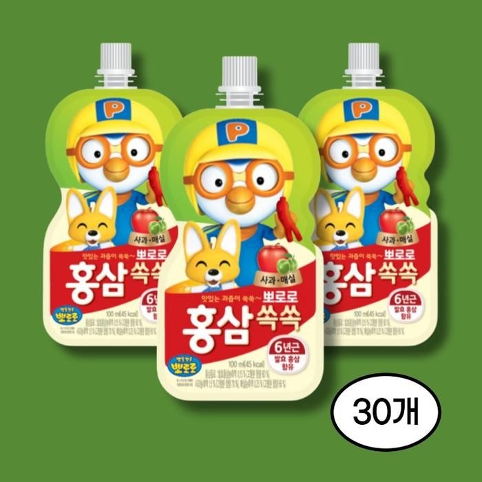 [팔도] 뽀로로 홍삼쏙쏙 사과매실 100ml 10개, 3박스
