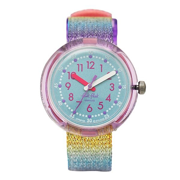 플릭플락 FLIK FLAK FPNP128 SHINE BRIGHT SHINE IN RAINBOW 키즈 나토시계