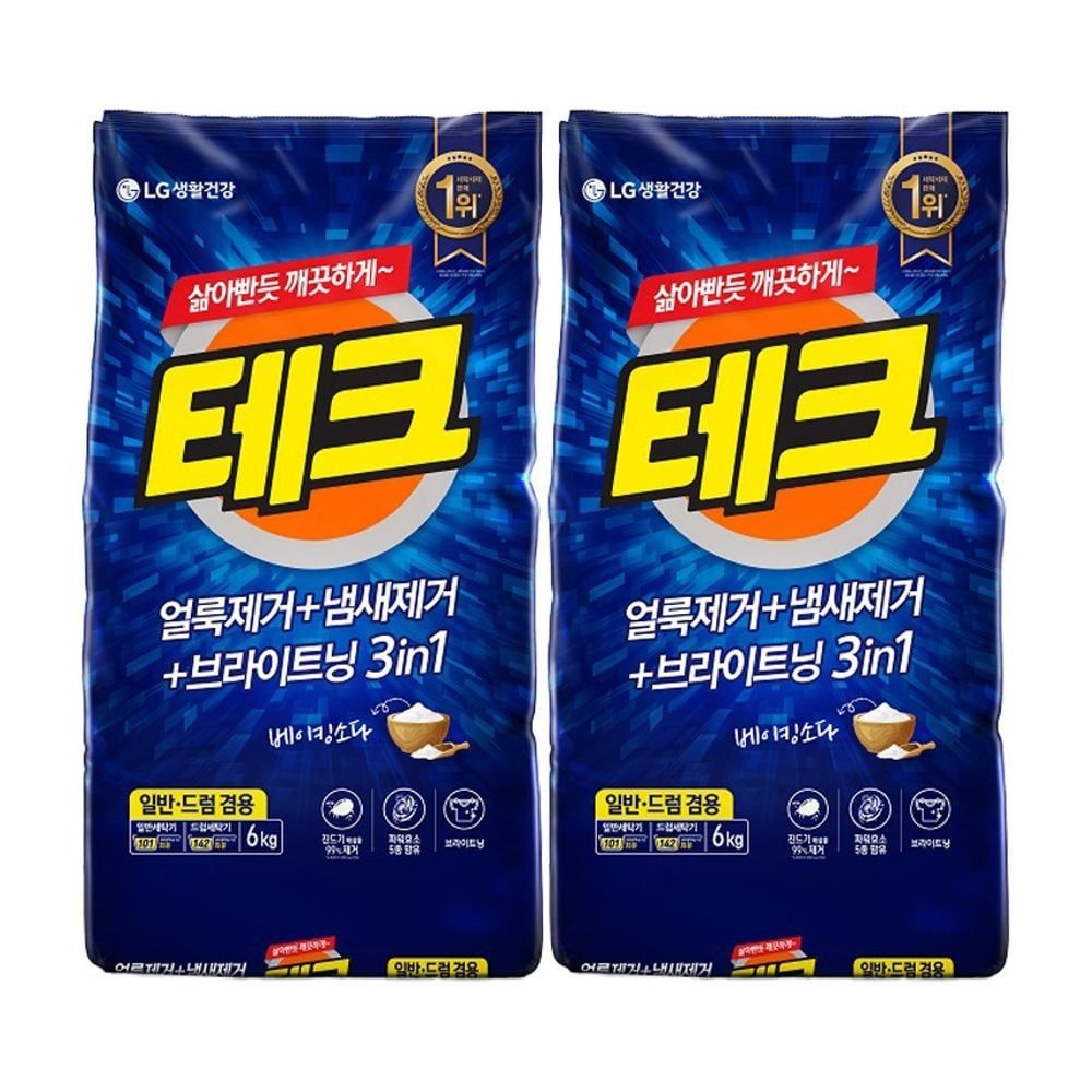 테크 6kg+6kg 베이킹파우더 세탁세제 분말세제