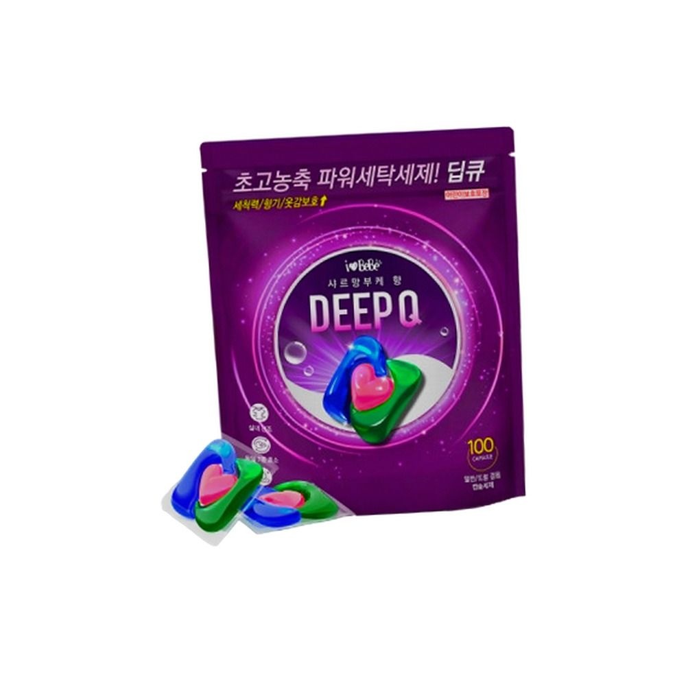 딥큐 3in1 샤르망부케 100개 캡슐세제 실내건조 고농축 대용량 세탁 드럼세탁기 세제