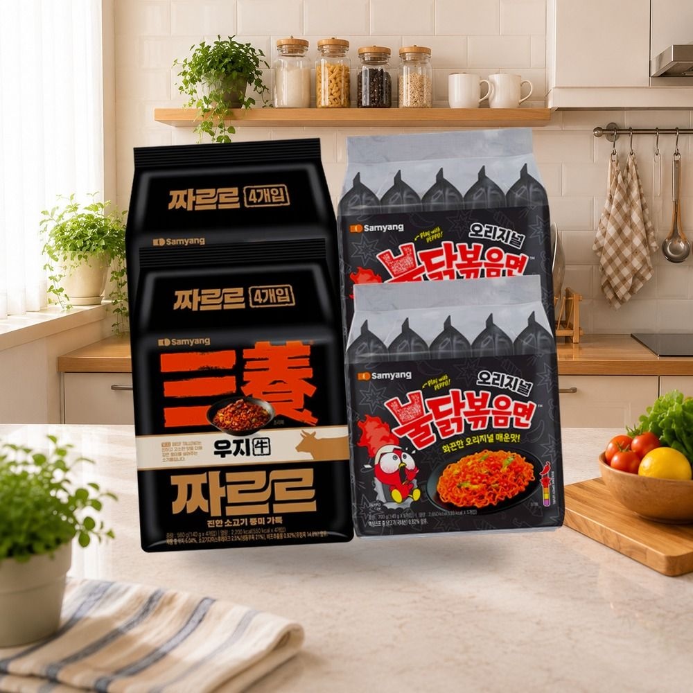 삼양 짜르르 우지 짜장라면 140g 4입 2개+불닭볶음면 2개